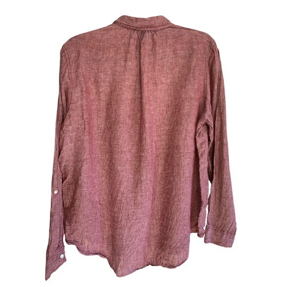 JONES NEW YORK Linen Tunic Shirt Red Size L Long Sleeve Flowy Whimsy Romantic - Picture 3 of 9